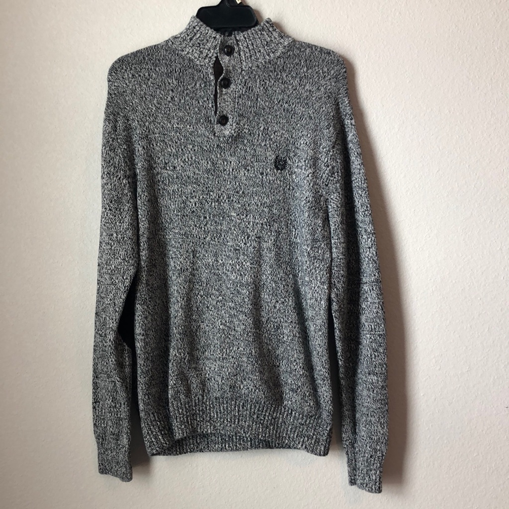 Chaps Heather Gray Sweater W/Elbow Patches